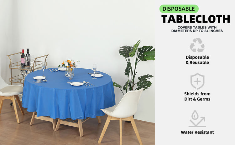 12 Pack Round 84" Heavy Duty Plastic Table Covers Tablecloth