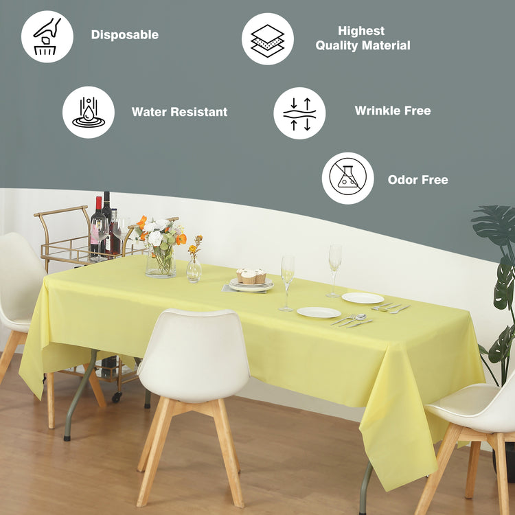 rectangle yellow plastic table cover details