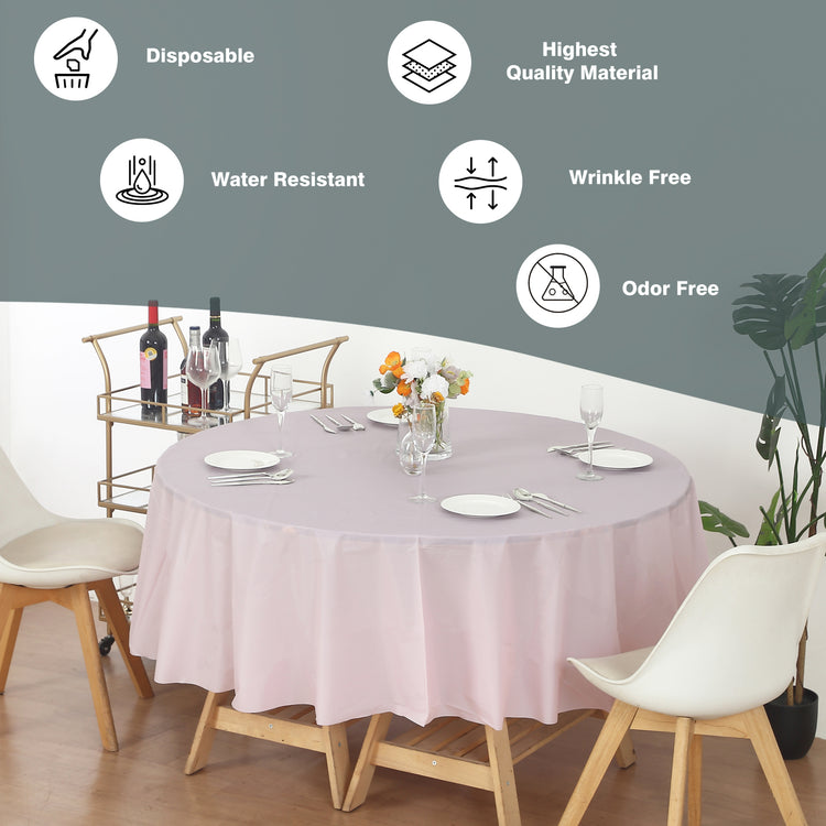 12 Pack Round 84" Heavy Duty Plastic Table Covers Tablecloth