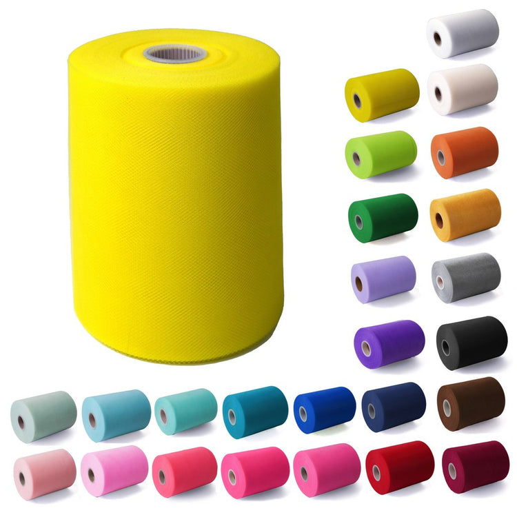Tulle Fabric Roll 6" by 100 Yards (300 ft) Fabric Tulle Spool for DIY Tutu Bow, Wedding and Decoration. Value Pack.