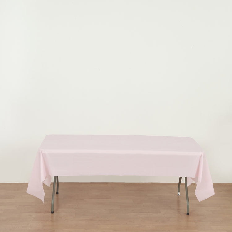 rectangle light pink plastic table cover