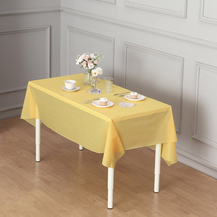 yellow plastic table cover roll