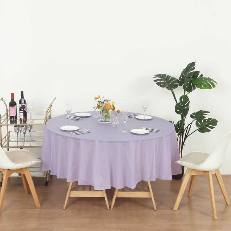 12 Pack Round 84" Heavy Duty Plastic Table Covers Tablecloth