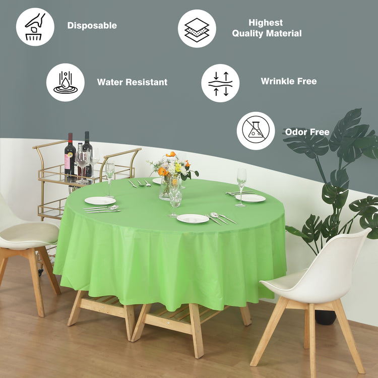 12 Pack Round 84" Heavy Duty Plastic Table Covers Tablecloth