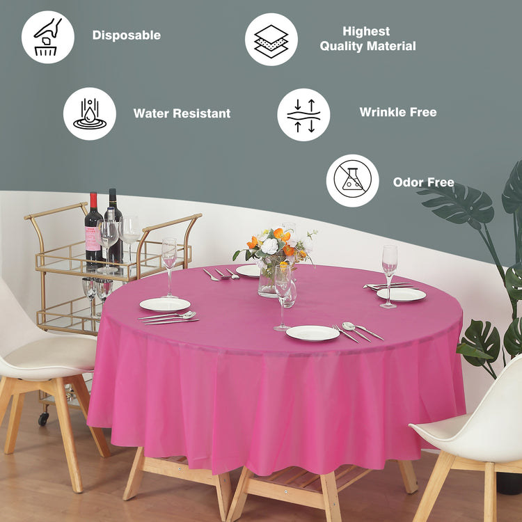 12 Pack Round 84" Heavy Duty Plastic Table Covers Tablecloth