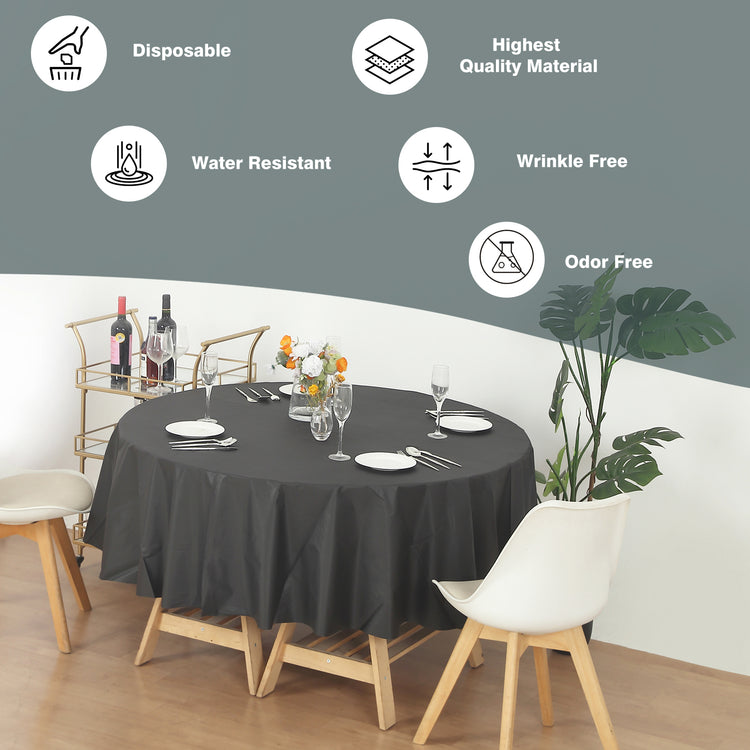12 Pack Round 84" Heavy Duty Plastic Table Covers Tablecloth
