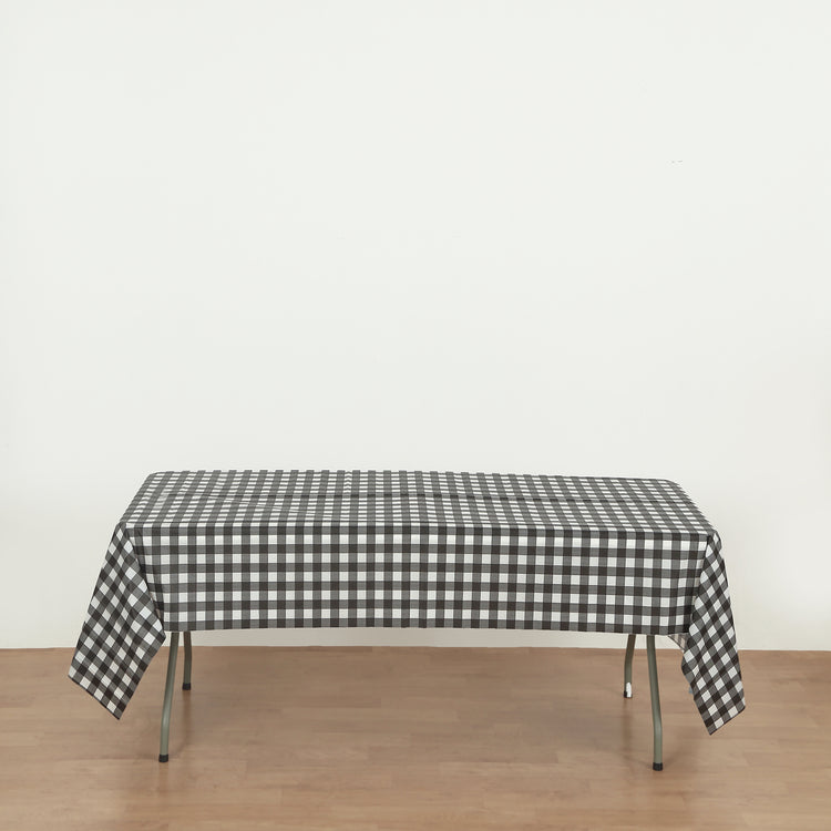 rectangle black checkered plastic table cover
