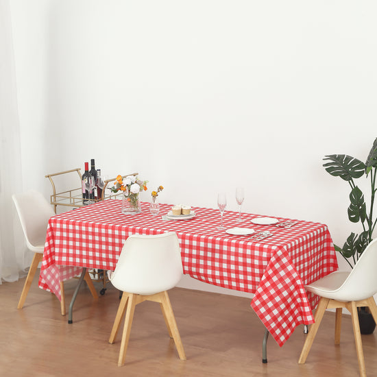 red checkered plastic table cover