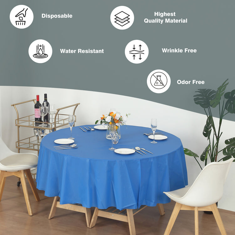 12 Pack Round 84" Heavy Duty Plastic Table Covers Tablecloth