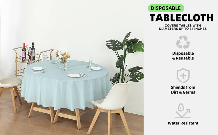 12 Pack Round 84" Heavy Duty Plastic Table Covers Tablecloth