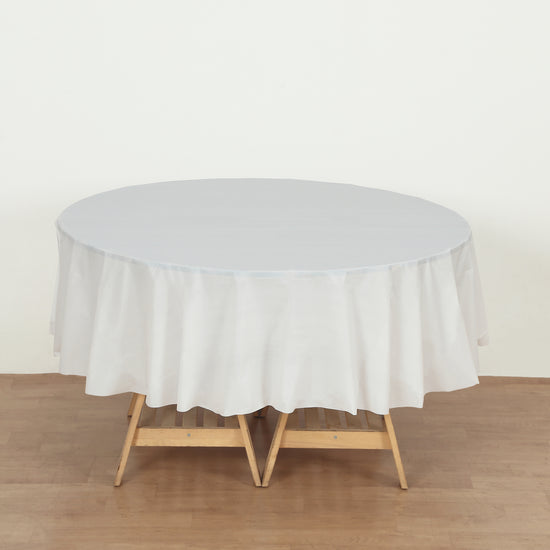 White Round 84" Heavy Duty Plastic Table Cover