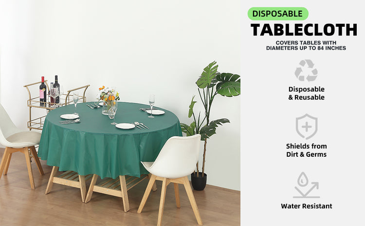 12 Pack Round 84" Heavy Duty Plastic Table Covers Tablecloth