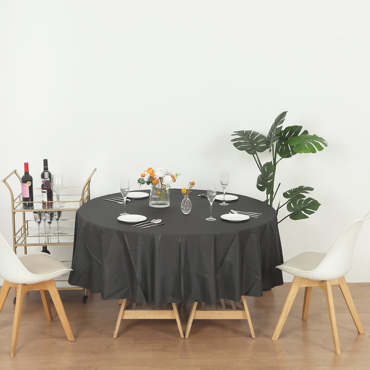 12 Pack Round 84" Heavy Duty Plastic Table Covers Tablecloth