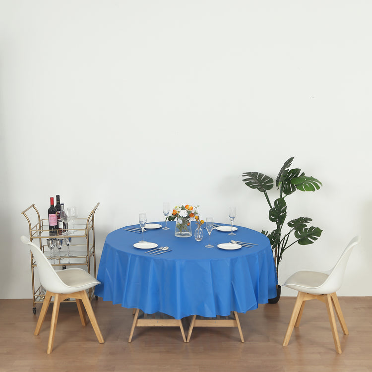 12 Pack Round 84" Heavy Duty Plastic Table Covers Tablecloth