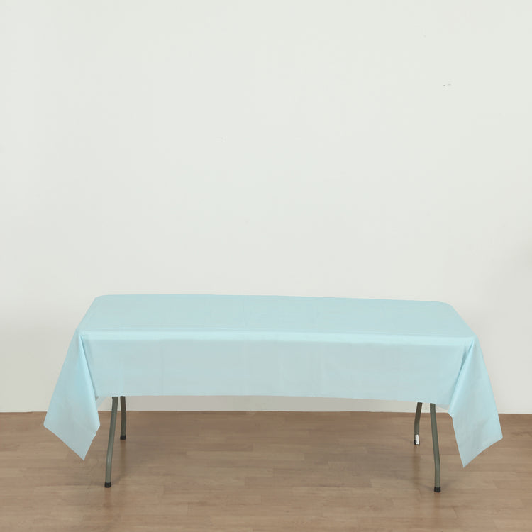 rectangle light blue plastic table cover