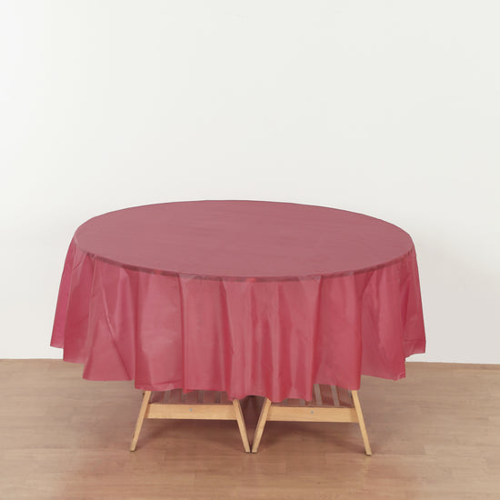 burgundy Round 84" Heavy Duty Plastic Table Cover