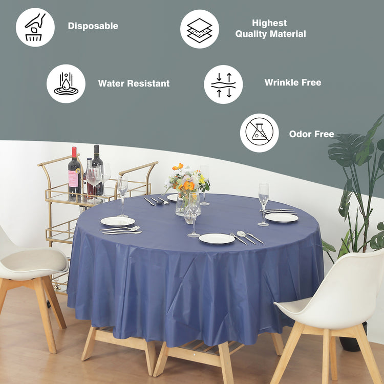 12 Pack Round 84" Heavy Duty Plastic Table Covers Tablecloth