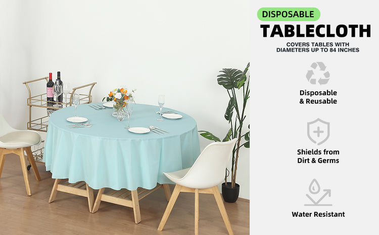 12 Pack Round 84" Heavy Duty Plastic Table Covers Tablecloth