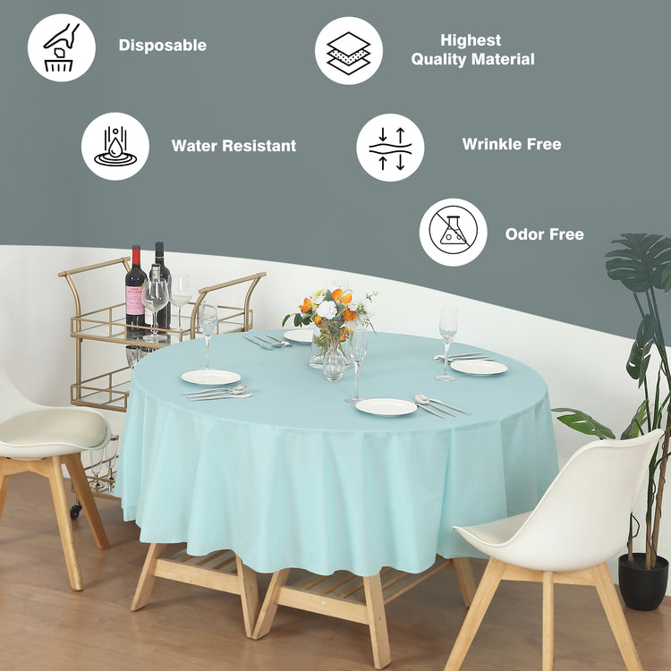 12 Pack Round 84" Heavy Duty Plastic Table Covers Tablecloth