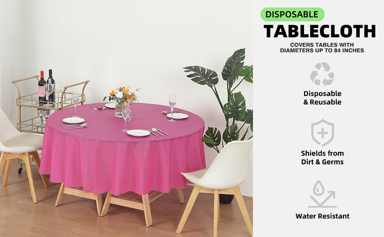 12 Pack Round 84" Heavy Duty Plastic Table Covers Tablecloth