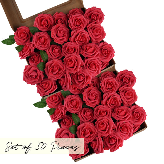 coral Artificial foam Rose Flower