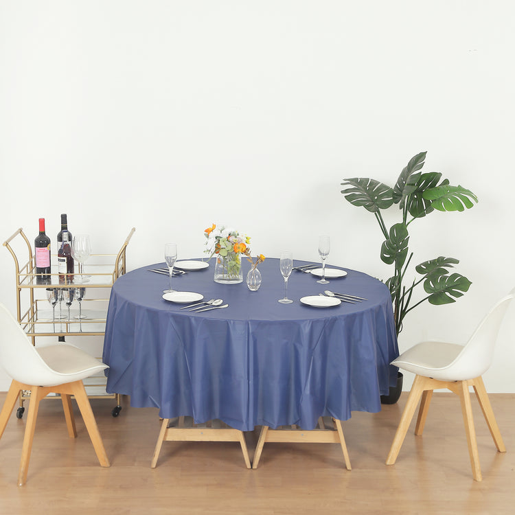 12 Pack Round 84" Heavy Duty Plastic Table Covers Tablecloth