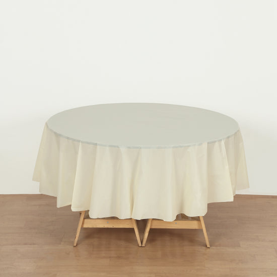 round ivory plastic table cover
