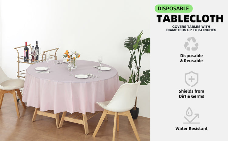 12 Pack Round 84" Heavy Duty Plastic Table Covers Tablecloth