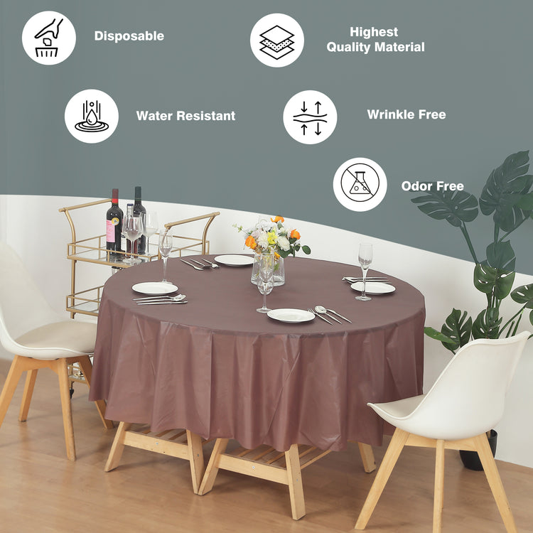 12 Pack Round 84" Heavy Duty Plastic Table Covers Tablecloth