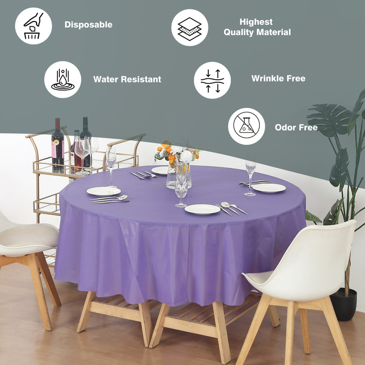 12 Pack Round 84" Heavy Duty Plastic Table Covers Tablecloth