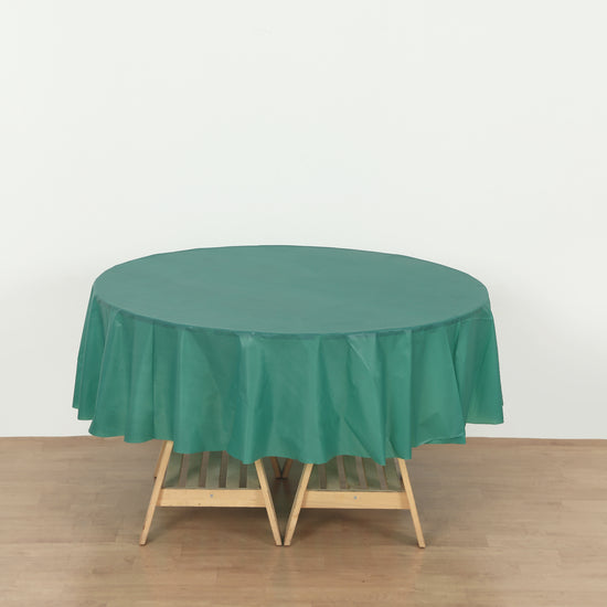 hunter green Round 84" Heavy Duty Plastic Table Cover