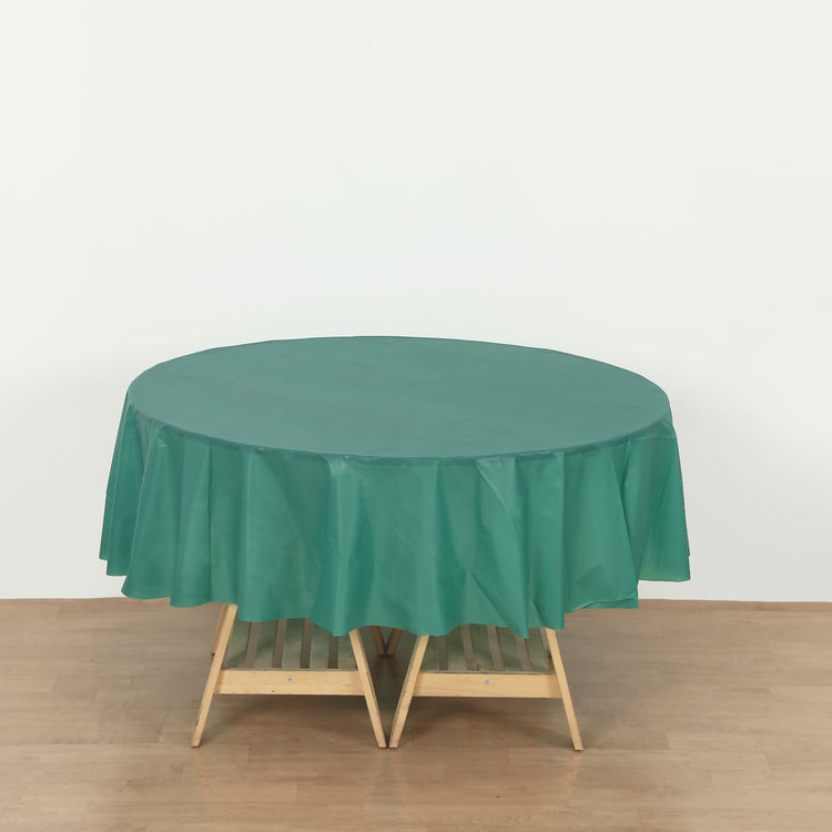 hunter green Round 84" Heavy Duty Plastic Table Cover