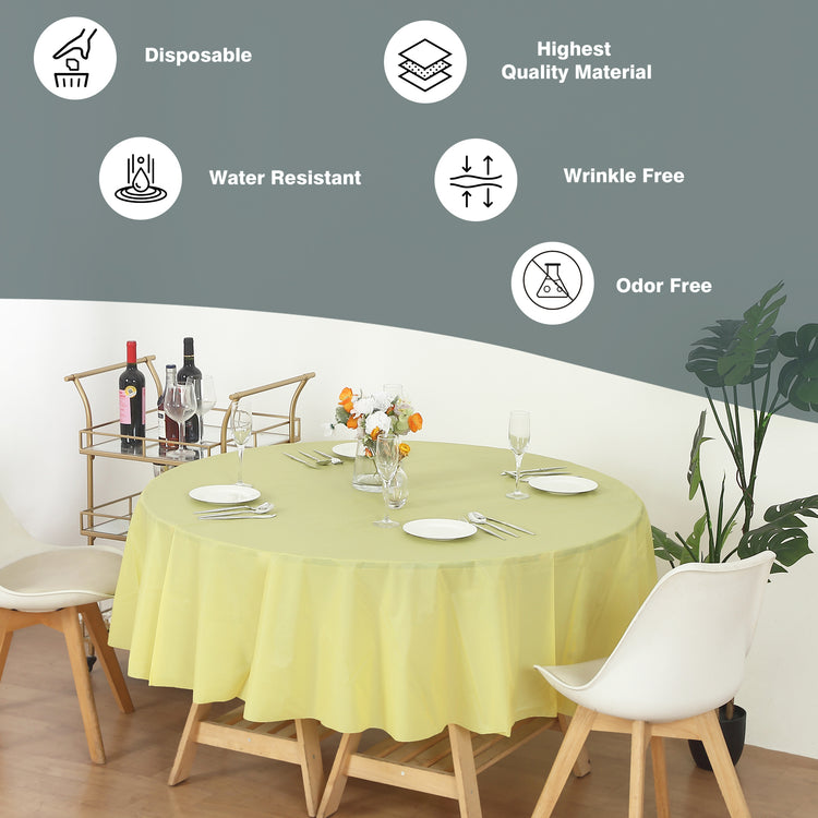12 Pack Round 84" Heavy Duty Plastic Table Covers Tablecloth