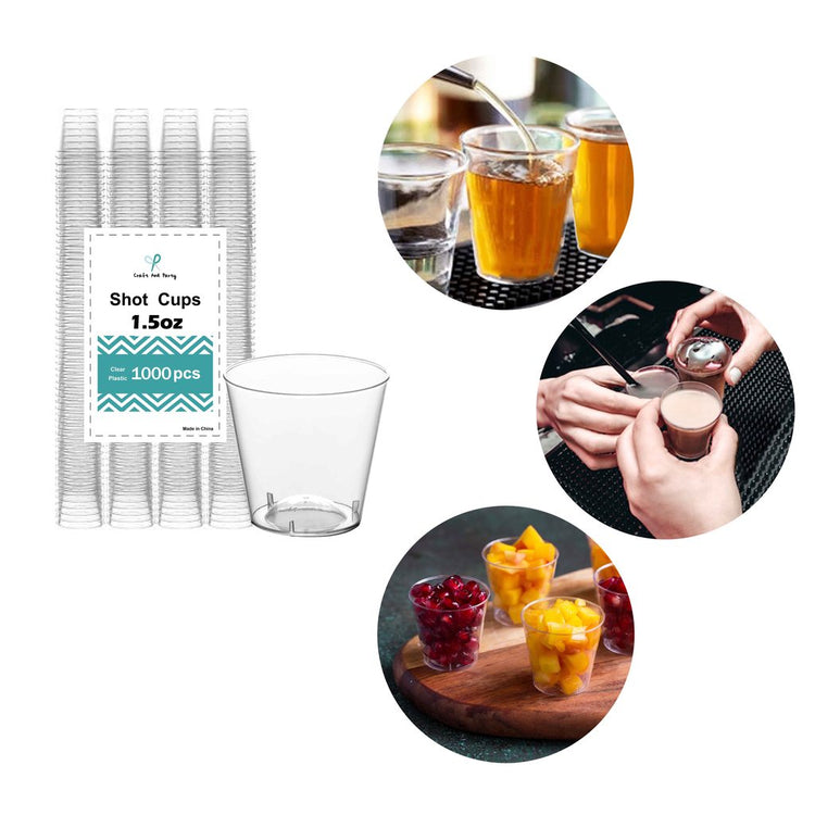 Premium Clear Shot Glasses. Disposable Clear Cups.