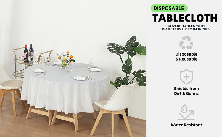 12 Pack Round 84" Heavy Duty Plastic Table Covers Tablecloth