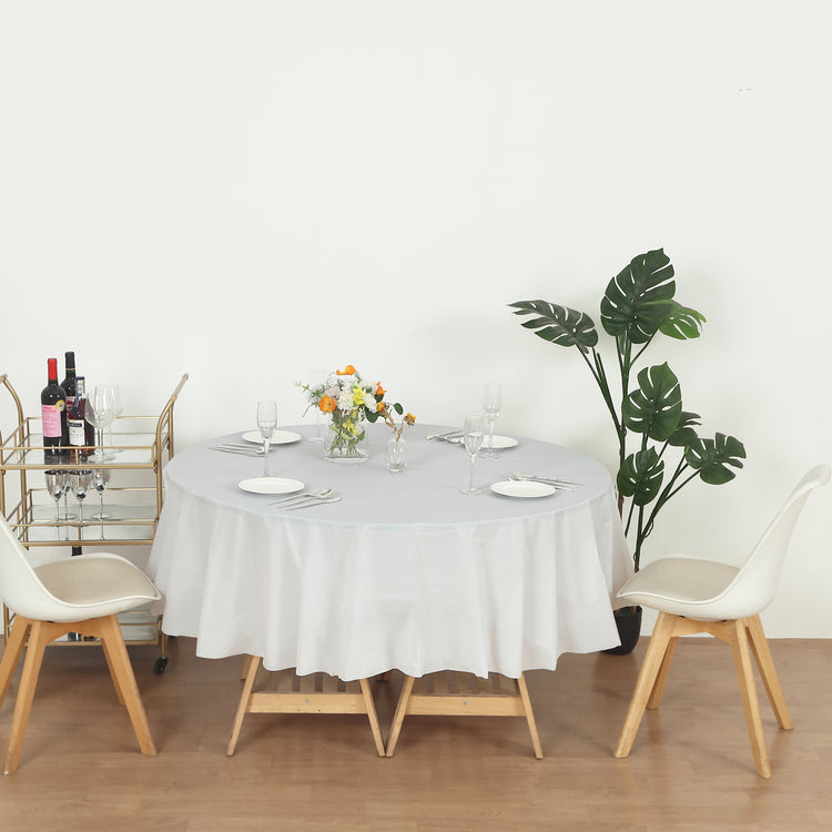 12 Pack Round 84" Heavy Duty Plastic Table Covers Tablecloth