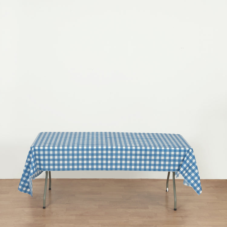 rectangle blue checkered plastic table cover