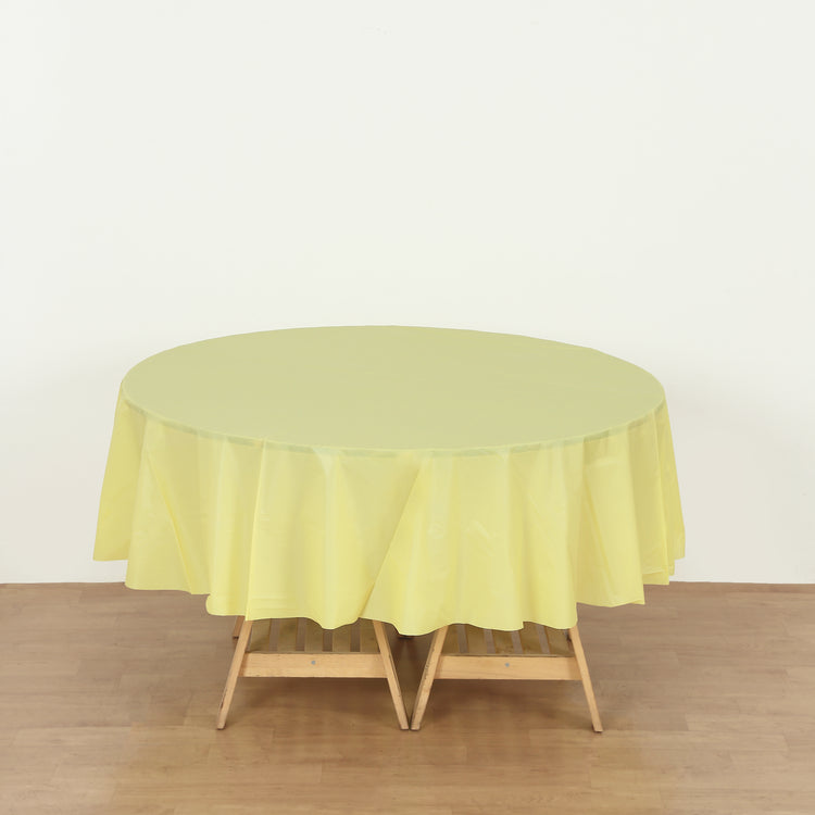 12 Pack Round 84" Heavy Duty Plastic Table Covers Tablecloth