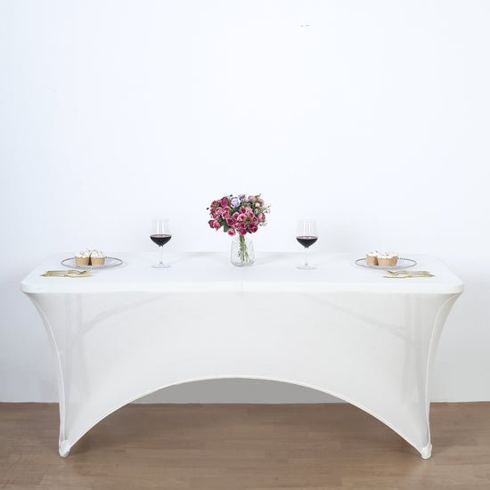 ivory Fitted Spandex Rectangular Tablecloth