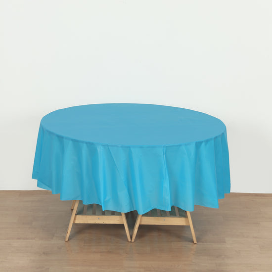 Turquoise Round 84" Heavy Duty Plastic Table Covers Tablecloth