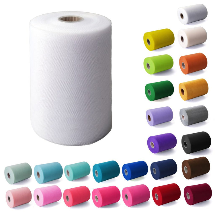 Tulle Fabric Roll 6" by 100 Yards (300 ft) Fabric Tulle Spool for DIY Tutu Bow, Wedding and Decoration. Value Pack.