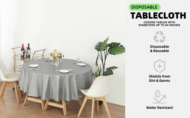 12 Pack Round 84" Heavy Duty Plastic Table Covers Tablecloth