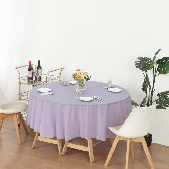 lavender round plastic table cover