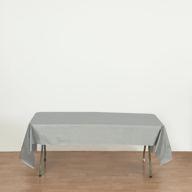 rectangle silver plastic table cover