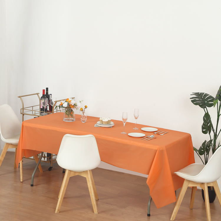 orange plastic table cover