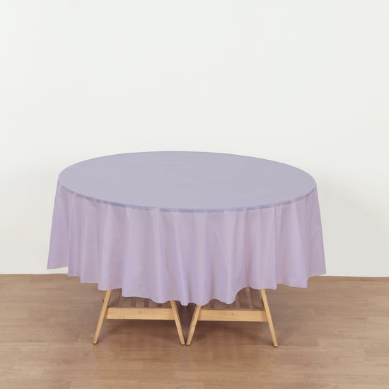 round lavender plastic table cover