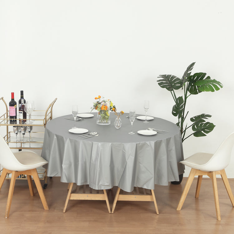12 Pack Round 84" Heavy Duty Plastic Table Covers Tablecloth