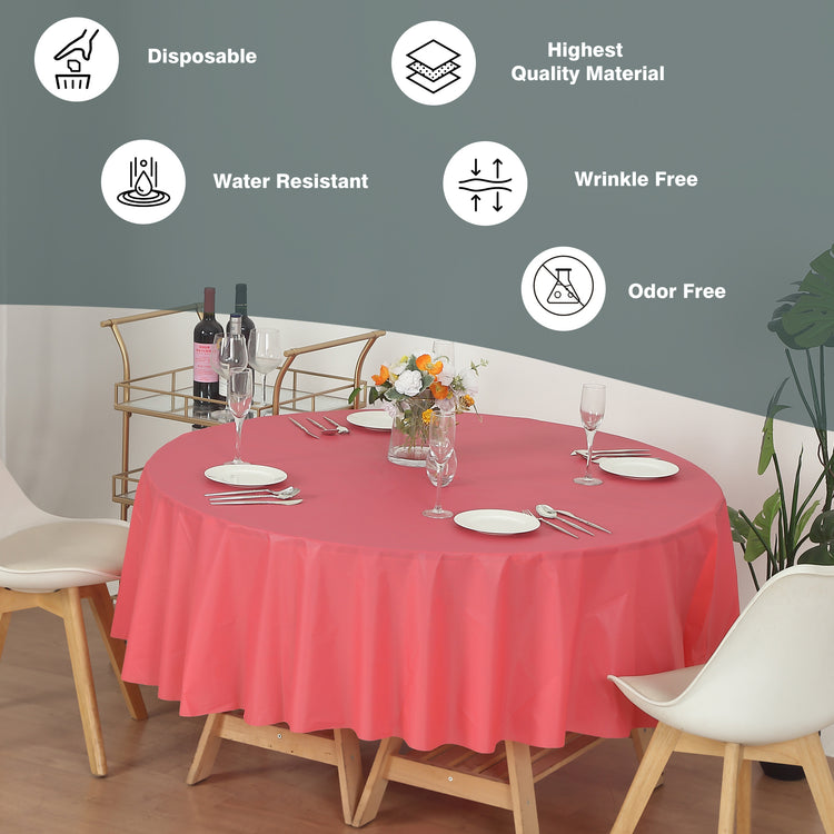 12 Pack Round 84" Heavy Duty Plastic Table Covers Tablecloth