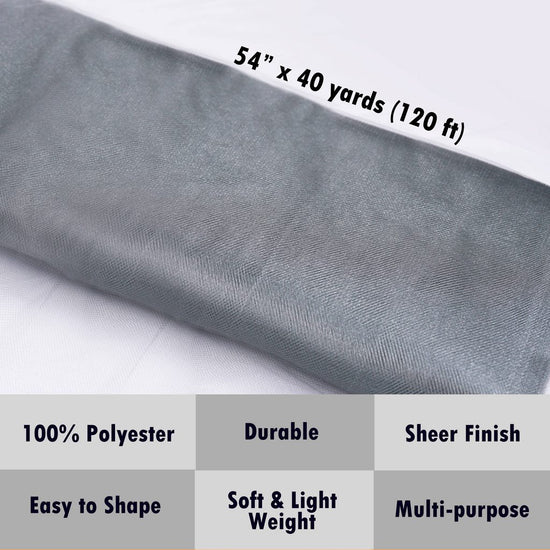 silver tulle Fabric Tulle Bolt