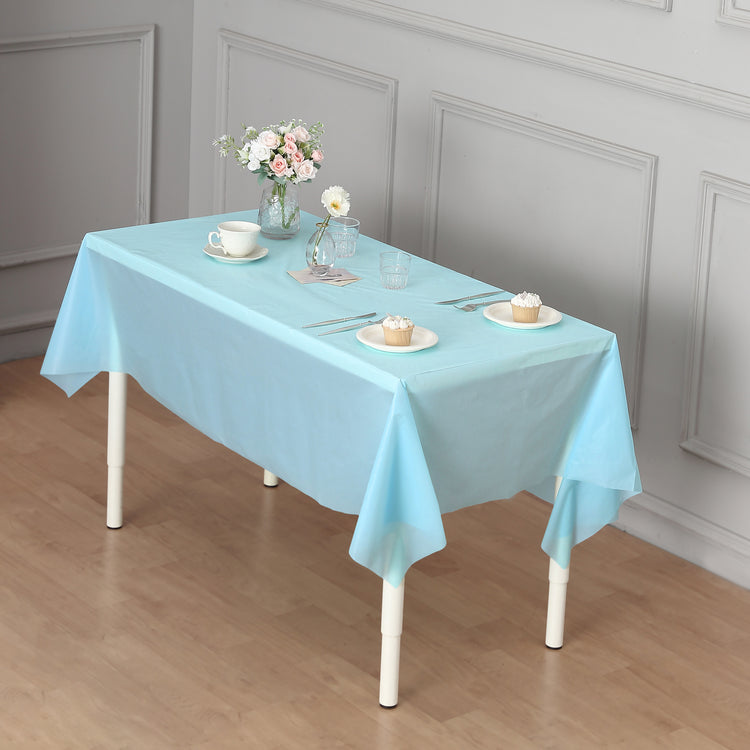 light blue plastic table cover roll
